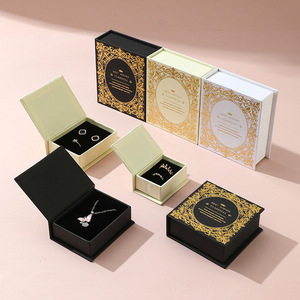 Luxury Vintage Book-Shape <strong>Gold</strong> Foil Jewelry Gift <strong>Box</strong>, Magnetic Closure Cardboard Boxes for <strong>Rings</strong>, Earrings, Necklaces, Bracelets - Product Image 2