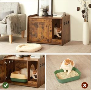 Современный деревянный ящик для кошачьего туалета с дверью и отверстиями, Крытый промышленный домик для кошек для собак - Product Image 4