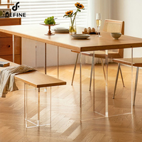 Table de salle à manger de comptoir en bois de grande taille avec pied de table en acrylique pour hôtel restaurant salon
