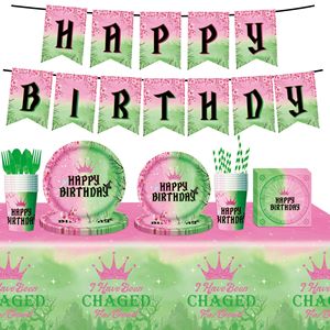 Wicked Theme Birthday Party Tableware Set 60-80 Pcs <b>Plastic</b> Paper Plates Cups Napkins Cutlery For Kids Celebration - Product Image 5