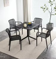 Meubles de jardin modernes et bon marché en gros, table à manger complète, table à manger de restaurant moderne en plein air, tables en plastique d'extérieur