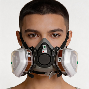 <span class=keywords><strong>Masque</strong></span> à gaz en caoutchouc avec <span class=keywords><strong>cartouche</strong></span> <span class=keywords><strong>filtrante</strong></span> anti-poussière pour usage industriel, pulvérisation de pesticides, protection incendie, laboratoire - Product Image 4