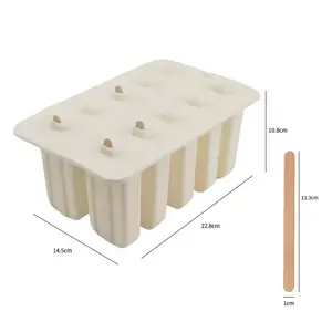 Bữa tiệc mùa hè Tự Làm Kem Popsicle Maker với thanh gỗ DIY 10 miếng BPA free Silicone Popsicle khuôn