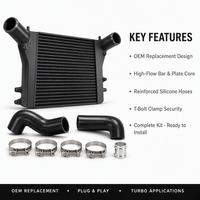 Kit d'intercooler 50 mm compatible usine pour VW Golf VI GTI 2.0 TSI EA888 2009-2013 – Amélioration du refroidissement du turbo