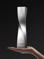 Trophée métallique personnalisé 2026 : Colonne torsadée créative pour récompenser les employés d'entreprise exceptionnels, avec graphiques imprimés UV
