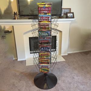 16-Pocket <strong>Rotating</strong> Wire Book <strong>Stand</strong> Metal Comic Book Magazine <strong>Display</strong> Rack for Floor Standing With Header Clip - Product Image 4