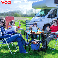 Table de camping portable pliable WOQI avec 4 porte-gobelets et sacs de rangement, table de pique-nique légère et compacte