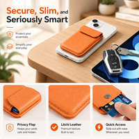Dompet Magnetik Penahan Kartu Ponsel Kulit PU dengan MagSafe, Tempat Kartu Tipis dengan Penyangga untuk iPhone