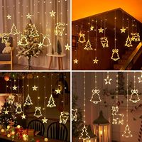 138 LED Batteriebetriebene 3,5m Funkelnde Sternenbaum Fenster Vorhang Lichterkette mit Glocken für Weihnachtsdekoration