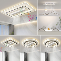 Ventilateur de plafond contemporain à moteur AC avec télécommande Lumière LED Salon Matériau ABS acrylique Design moderne
