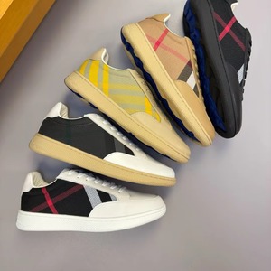 High Quality Sporty Designer Plaid Mesh Canvas Leather <b>Sneakers</b> Men Comfort Non Slip Flat Breathable <b>Waterproof</b> Spring Fashion - Product Image 2