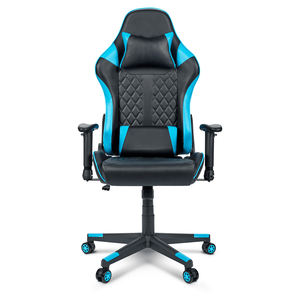 Chaise de jeu inclinable avec barre lumineuse LED RGB au design moderne, en cuir PU, échantillon gratuit pour les joueurs, vente en gros en usine bleue - Product Image 2