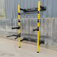 Barra de dominadas y sentadillas plegable de pared, ajustable, para entrenamiento de fuerza en casa