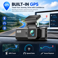 Usine voiture Dvr 4k Wifi Gps caméra de bord avant et arrière double objectif hd 4k Dashcam Wifi Gps caméra de voiture 4k Dash Cam pour voiture