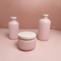 Ensemble de flacons et pots cosmétiques en HDPE Soft Touch rose 200/300/500 ml avec bouchon à clapet pour emballage de shampoing, lotion, crème