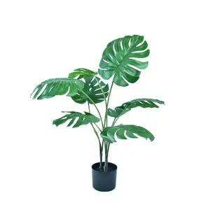 Artificial Monstera Deliciosa Plants Tropical Realistic Fake Plants Tree Decor Indoor Outdoor Bonsais with 9 Leaves