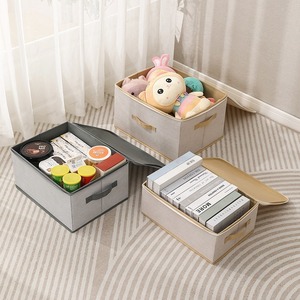 Caja de Almacenamiento de Tela No Tejida al por Mayor, Directo de Fábrica, con Tapa con <span class=keywords><strong>Cremallera</strong></span>, Organizador de Ropa a <span class=keywords><strong>Rayas</strong></span> para Armario, Cesta para Juguetes - Product Image 3
