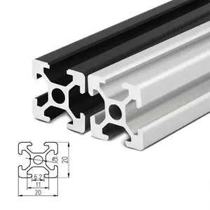 Perfil de aluminio para extrusión de aluminio 3030, ranura en V para ranura en T, perfil de aluminio 20X20, 96 pulgadas, negro, estándar europeo, 4040, 4080, 2020, Vslot, Alu Profil 20X20