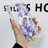 Étui de téléphone rigide de luxe à motif de fleurs violettes magnétiques pour Samsung Galaxy S24 FE Ultra, matériau PC, antichoc, impression professionnelle S27