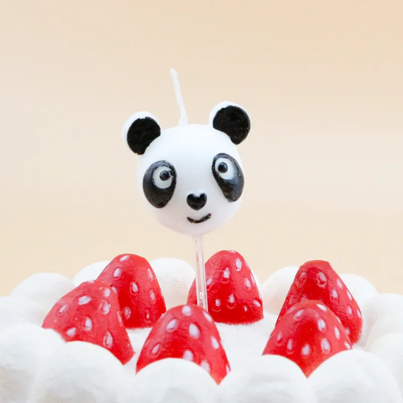Toptan yenilebilir doğum günü mum sevimli Panda başkanı doğum günü mumlar kek