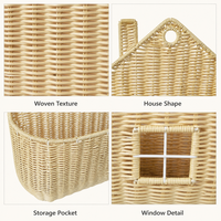 Panier de rangement mural en rotin tressé à la main, écologique, en forme de maison, pour chambre d'enfant, logo personnalisable
