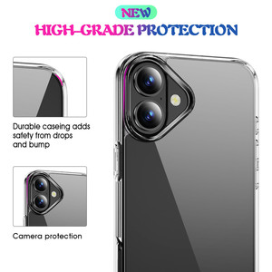 Custodia per telefono trasparente Crystal Clear con paraurti morbido in TPU e cover ibrida trasparente in PC per <span class=keywords><strong>iPhone</strong></span> 17 16 15 14 <span class=keywords><strong>13</strong></span> Plus - Product Image 5