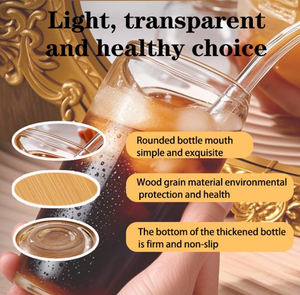 16 Oz Thiết Kế Hiện Đại Xách Tay Cốc Sữa Với Nắp Tre Thủy Tinh Rơm Cho Cà Phê Đá Bia Trà Trái Cây Soda Nước & Cocktail - Product Image 3