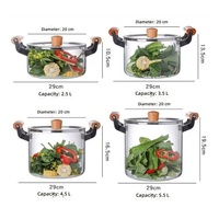 Casserole en verre borosilicate haute résistance avec doubles poignées, compatible gaz/électrique et plaques vitrocéramiques, en verre trempé non revêtu