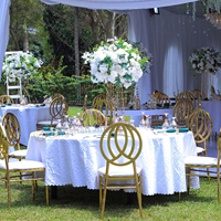 Élégantes Chaises Phoenix Chivari Rembourrées Plaqué Or et Blanc Galvanisé pour Dîner, Hôtel, Mariage et Événements
