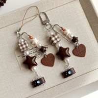 Pendentif de sac original fait main de style vintage en Lycra, plastique/résine, avec perles en forme de cœur, porte-clés créatif, chaîne de suspension CCD