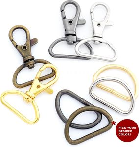 CRAFTMEMORE Swivel Trigger <b>Snap</b> <b>Hooks</b> Classic Lobster Clasps With D Rings For Purse Strap Lanyard Leather Craft Sets CSD Inch An - Product Image 6