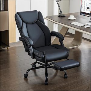 Nouveau modèle de chaise de bureau en cuir de haute qualité, ergonomique, extensible avec accoudoirs, porte-vêtements de bureau, base pivotante <span class=keywords><strong>à</strong></span> 5 étoiles - Product Image 1