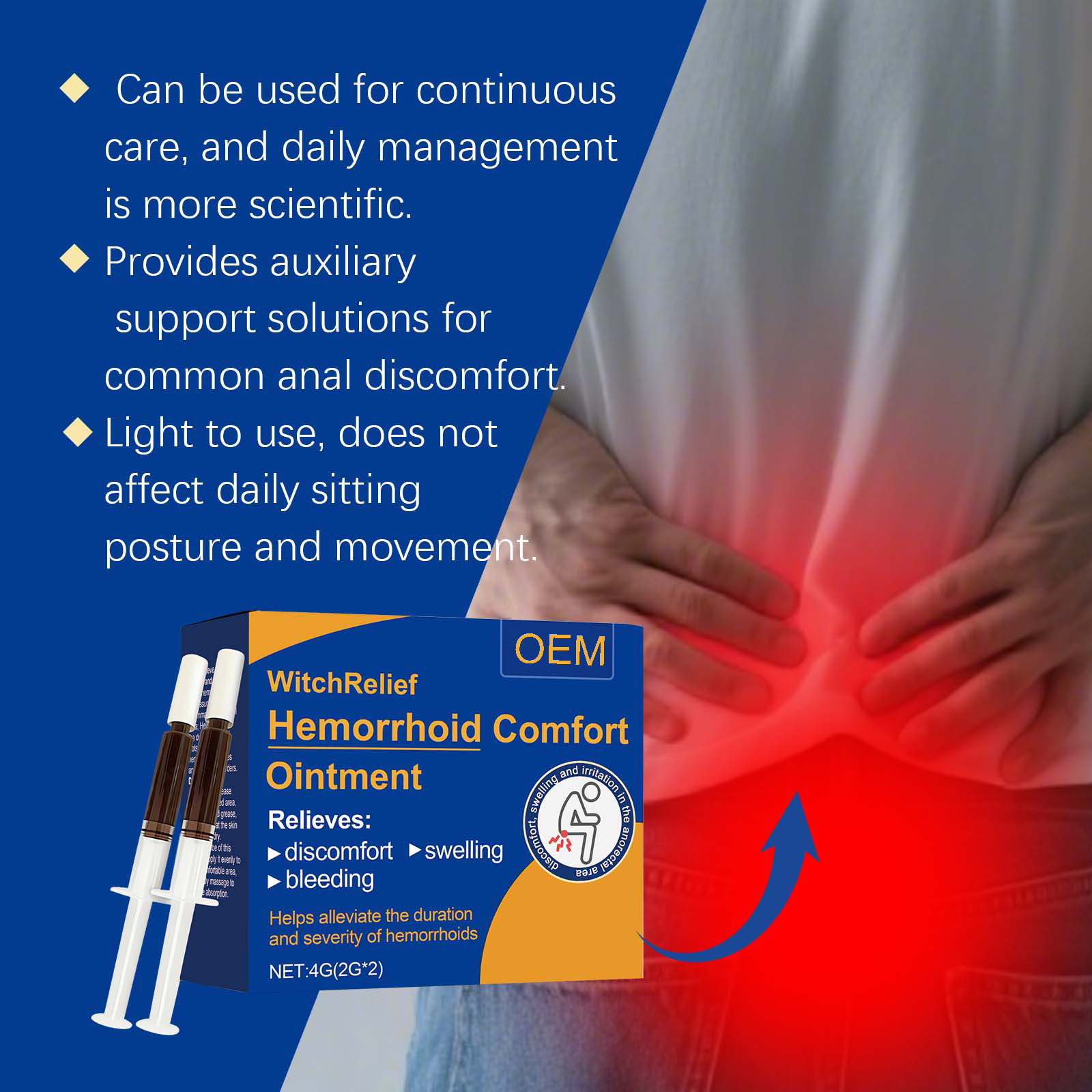 Portable External Use Hemorrhoid Soothing Ointment Irritation Calming Care Gel