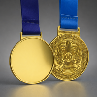Médaille sportive personnalisée plaquée or avec emblème du Kazakhstan - Édition 1ère place - Fabricant Noble