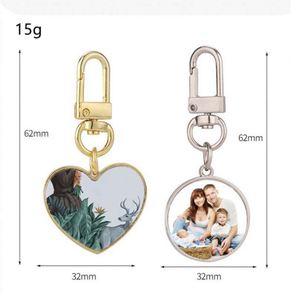 Sublimation Blanks Keychain Personalize <b>Custom</b> DIY Sublimation Photo Heart Charm Keyring Gold Sublimation Blanks Metal Key Chain - Product Image 3