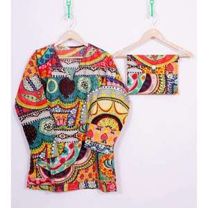 Conjunto de Pijama de Lujo para Mujer, Cuello en V, 100% Algodón Satinado, 2 Piezas, Estampado a Mano, Cintura Elástica, Transpirable, Otoño - Product Image 3