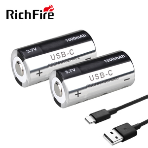Batterie rechargeable au lithium-ion 16340 USB-C CR123A 1000mAh, sortie max 4A 3.7V pour lampe torche, livraison gratuite - Product Image 1