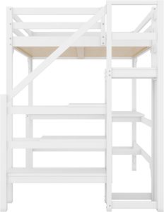 Venta Directa de Fábrica: Cama Alta con Tobogán para Niños, Estructura de Cama Doble con Cajones, Litera King-Size, Cama Alta Tamaño Completo con Escritorio en Forma de L - Product Image 3