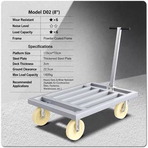 Carretilla Plegable de Plataforma Plana con Tubo Cuadrado de 1400 kg, 110x70 cm, Plateada, con Ruedas Todoterreno de 8 Pulgadas - Product Image 3