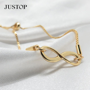 Wholesale Stainless Steel 18K <b>Gold</b> Plated Trendy Women's Geometric <b>Infinity</b> Charm <b>Bracelet</b> Pendant Classic Lucky Number 8 - Product Image 4