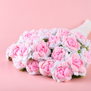 Rose Crochet Bouquet Couverture Romantique À La Main pour La Fête Des Mères Anniversaire Décor À La Maison Jeter Couvertures Fleurs Rose Bouquet Couvertures - Product Image 5