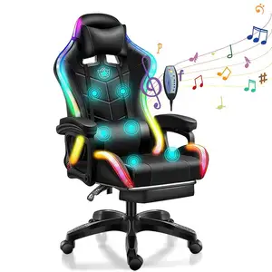 Hoparlörler ile ALINUNU RGB oyun sandalyesi ve kafalık ve bel desteği ile LED ışık 90-135 ayarlanabilir yüksek geri bilgisayar sandalyesi