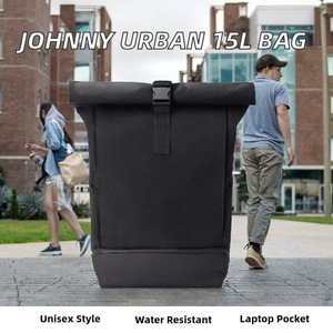 Sac à dos unisexe en denim noir, taille moyenne, compartiment pour ordinateur portable à enroulement, université, vélo, affaires, 15L, imperméable, avec poignée - Product Image 2