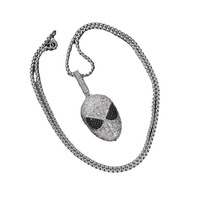Micro-Set Zircon Alien Collier Laiton Hip Hop Accessoires avec Chaîne à Maillons pour Discothèque Rap Trendy Hip Hop Style