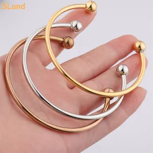 SLand Jewelry Manufacturer wholesale stainless steel metal bangle bracelet screw end ball cuff charm beads diy jewelry making