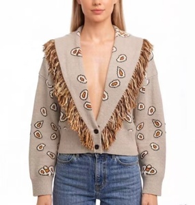 Suéter Cárdigan Personalizado de Alta Calidad con Diseño de Patrón Jacquard Bohemio, Cuello en V y Manga Larga - Product Image 3