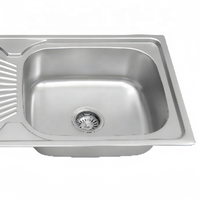 Évier de cuisine en acier inoxydable à cuve unique à poser sur le comptoir avec égouttoir, pour appartement, taille 910*450mm