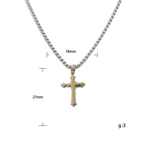 Stainless Steel Cross Pendant <b>Necklace</b> Men's Geometric Design Pave Setting 120221 - Product Image 5