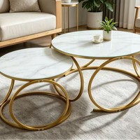 Table basse en marbre de style nordique minimaliste avec rangement, design moderne pour petits appartements, salons, chambres, balcons - Divers