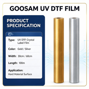 Goosam Uv DTF Material duro superficie pegatina 3D oro y plata A B película de aluminio Etiqueta de cristal rollo de oro Uv transferencia película de oro AB - Product Image 1